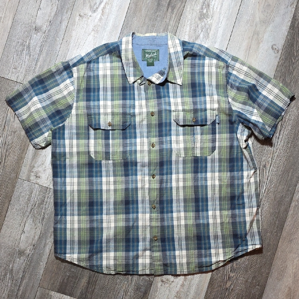 Woolrich | Short-sleeve Button-down Plaid 100% Cottom Shirt